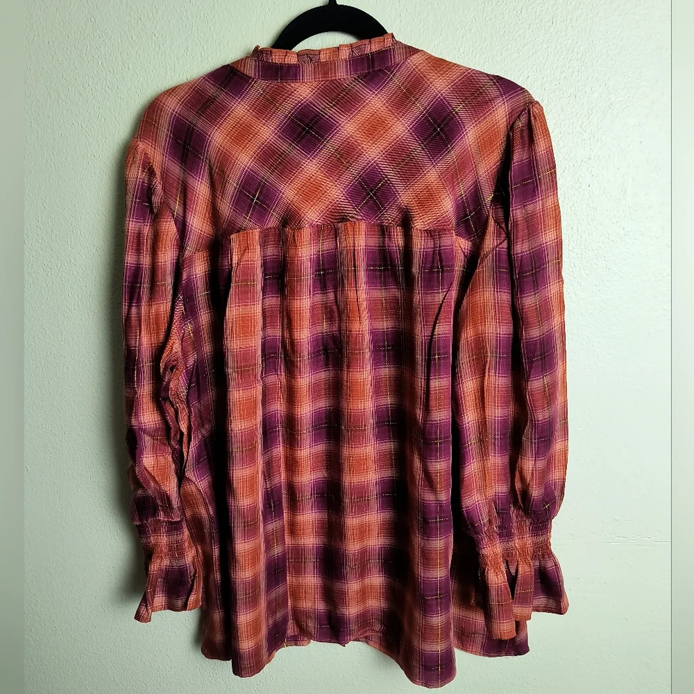 Cato 22/24W Plaid Long Sleeve Shirt Cottagecore Rodeo Cowgirl